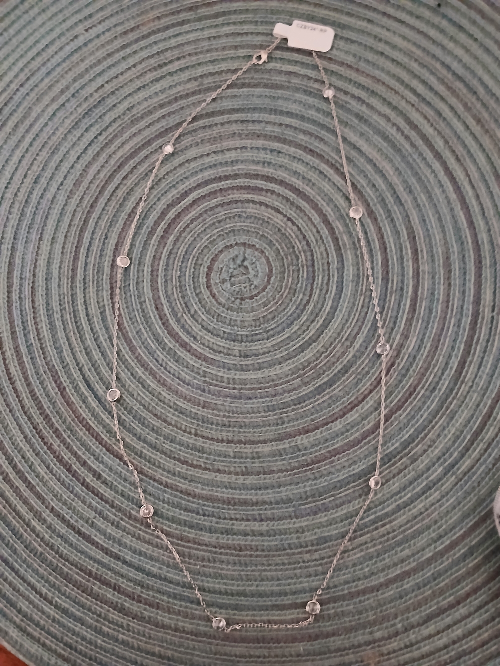 CUBIC BY THE FOOT. WHITE RHODIUM PLATED CUBIC ZIRCONIA 24" NECKLACE